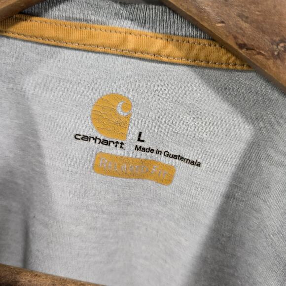 Carhartt T Shirt Mens Large Gray Pocket Relaxed Fit Short Sleeve Delmont Raglan - Picture 3 of 9